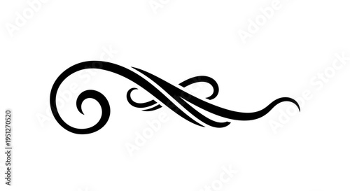 Black Swirl Flourish Ornament Vector Graphic Design Element