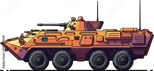 Armored personnel carrier vehicle driving for military operations