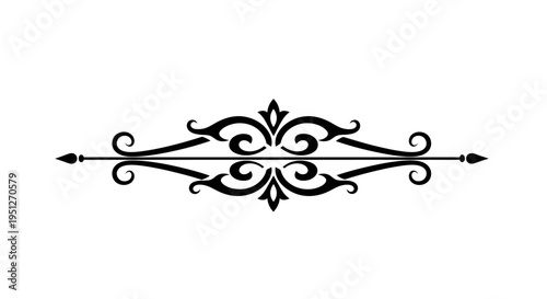 Elegant Black and White Ornate Flourish Divider Line Art