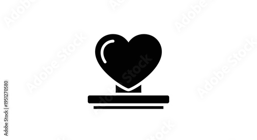 Black heart stamp glyph icon on white background