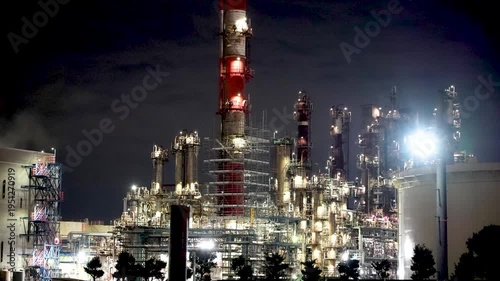 Wallpaper Mural Night view of  industrial complex with glowing refineries Torontodigital.ca