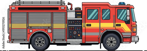 Emergency fire engine responding to a rescue call