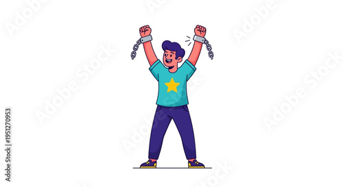 Man breaking free from chains, symbolizing freedom and liberation from constraints and restrictions