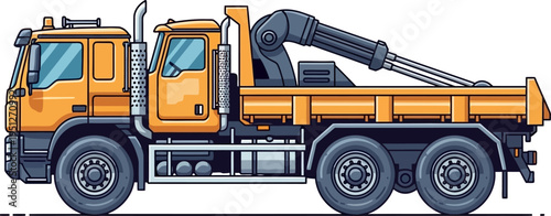 Flatbed loader truck featuring integrated hydraulic crane arm