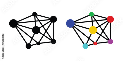 Graph Coloring Vector Icon – Mathematics Algorithm Theory Data Design Symbol