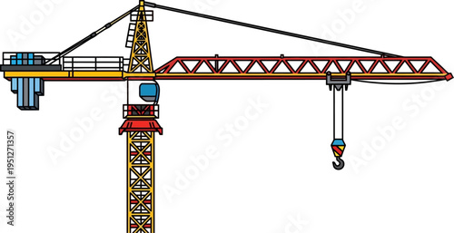 High rise construction tower crane with horizontal jib