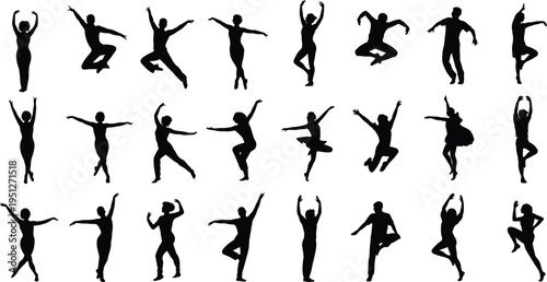 Diverse Ballet Dancers Silhouettes Collection dancing