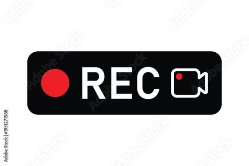 Recording Symbol Vector Icon – Video Camera Media Capture Design Badge