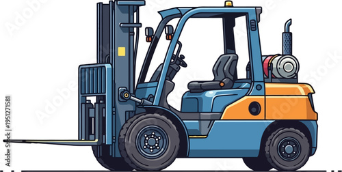 Industrial blue forklift for warehouse material handling