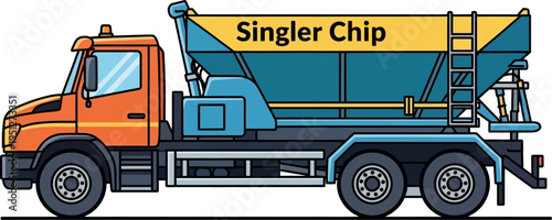 Road maintenance chip spreader truck for asphalt surfacing