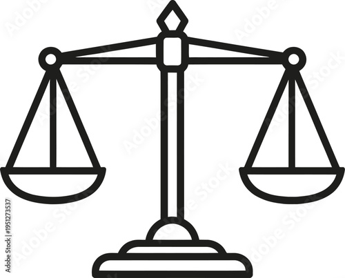 Scales of justice flat icon set, legal balance and court law symbol design on transparent background
