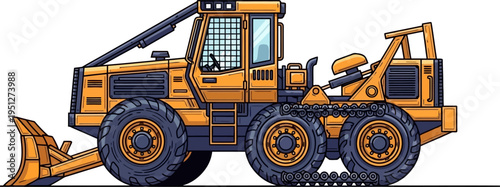 Yellow heavy bulldozer equipped for land clearing