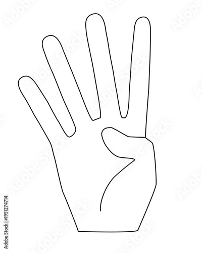 4を示すハンドサイン シンプルなフラット手のアイコン