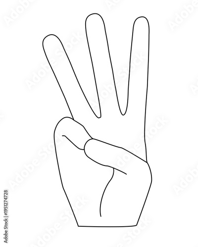 3を示すハンドサイン シンプルなフラット手のアイコン