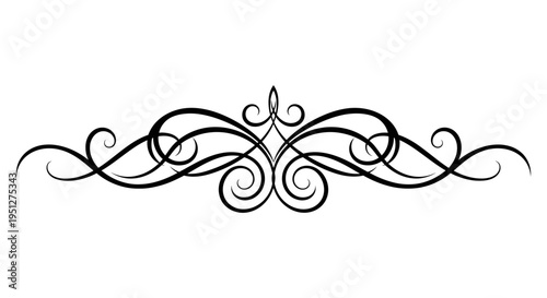 Ornate Black and White Swirl Flourish Border Line Art