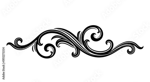 Black and White Vintage Swirl Flourish Decorative Element