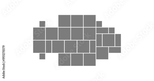 Abstract montage composition with rhombus shapes and a digital mosaic. Modern collage art for a website or banner. Creative moodboard tile arrangement with a unique template perspective.