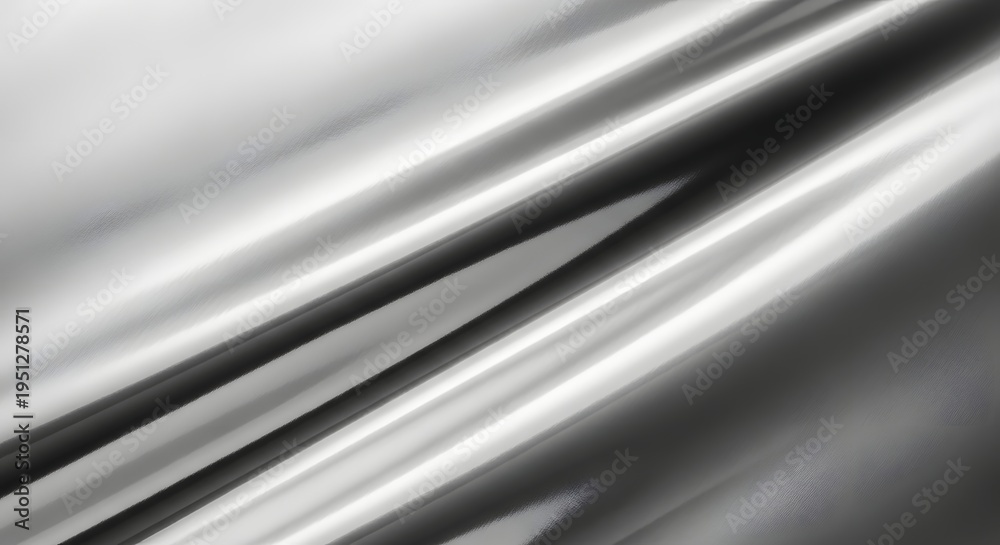Obraz premium Shiny silver metallic fabric background with elegant diagonal reflections for modern design