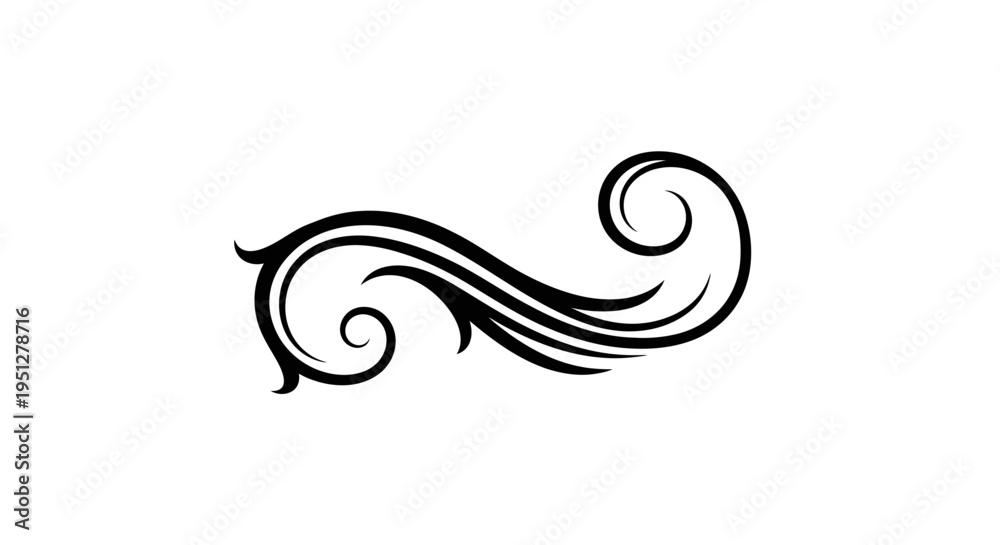 Fototapeta premium Black White Swirl Swash Decorative Flourish Line Art