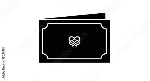 Black and White Glyph Icon of a Money Bill or Certificate with Heart Symbol