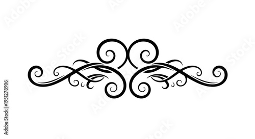 Black and White Swirl Border Decoration, Vector Ornament, Decorative Flourish