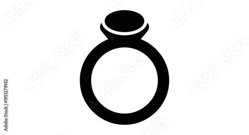Black engagement ring icon, jewelry symbol, wedding design, vector illustration