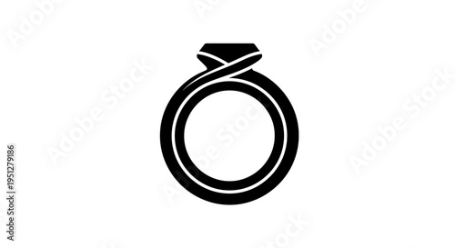 Black and White Glyph of a Diamond Engagement Ring