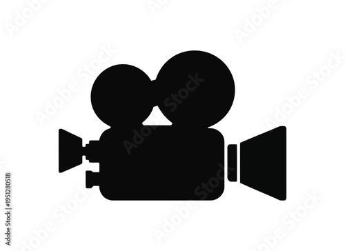 Video Camera Silhouette Icon, Camcorder Filming Equipment Vector, Movie Recording Camera Symbol, Black Minimal Isolated Design
