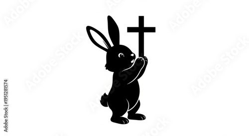 Faithful Easter Bunny with Christian Cross Icon