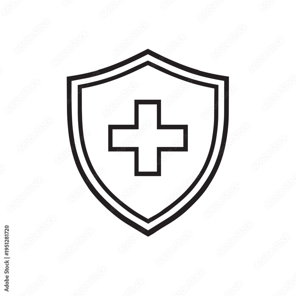 Fototapeta premium Shield with a cross symbolizing protection and medical care services