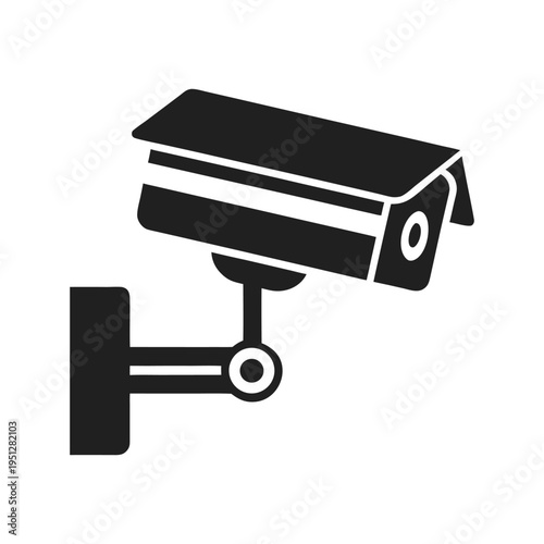 CCTV Security Camera Silhouette Icon, Surveillance Camera Vector, Monitoring System Symbol, Isolated Black Minimal Design