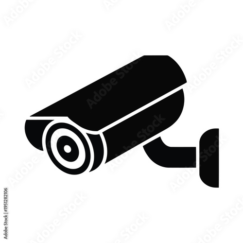 CCTV Security Camera Silhouette Icon, Surveillance Camera Vector, Monitoring System Symbol, Isolated Black Minimal Design