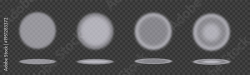 Spotlight beam, illumination from different angles, theater stage lighting, concert hall lighting, show on a transparent background. Vector illustration.