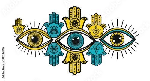 Mystical Eyes and Hamsa Hands Symbolism