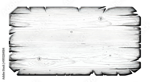Rustic White Wooden Signboard with Torn Edges - Blank Copy Space