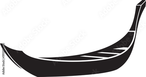 Gondola Boat Icon with Curved Prow and Stern, Tourism and Travel Design Element