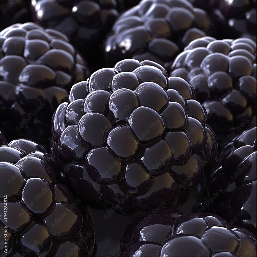 Obraz premium Vibrant Closeup of Fresh Ripe Boysenberries with Glossy Drupelets, Perfect for Desserts and Jams