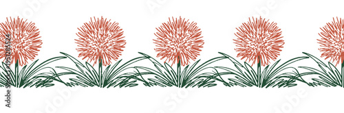 Hand drawn tropical flower doodle border decorative botanical illustration