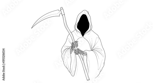 Grim Reaper with Scythe - Silhouette of Death