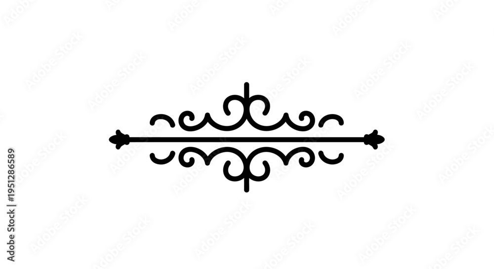 Fototapeta premium Black and White Flourish Ornament Line Art Vector Design