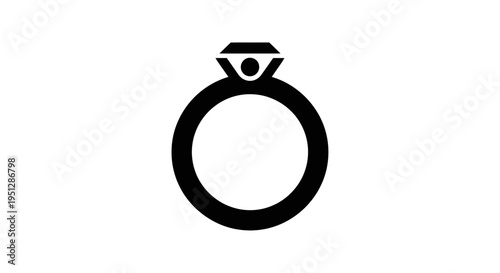 Black diamond ring icon, wedding symbol, minimalist glyph design