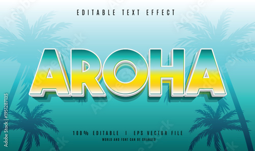 aroha 3d vector text effect with modern style