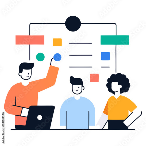 Tech Project Sprint Flat Vector Illustration