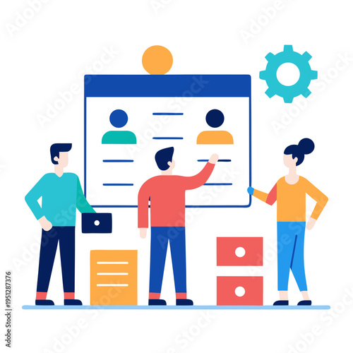 Tech Project Sprint Flat Vector Illustration