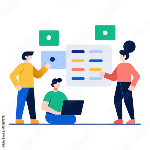 Tech Project Sprint Flat Vector Illustration