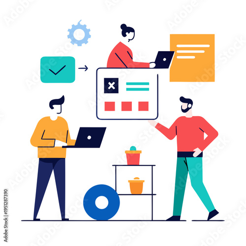 Tech Project Sprint Flat Vector Illustration