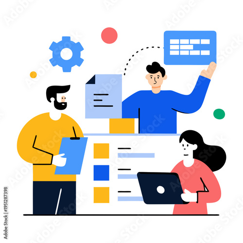 Tech Project Sprint Flat Vector Illustration