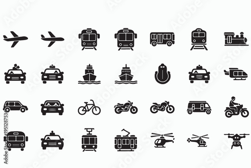 . Transport_Vehicle_Icon_Set_Large_Collection_Black