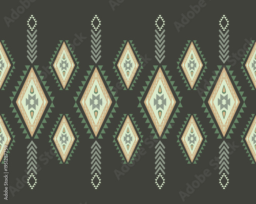 Geometric ethnic oriental design concept: Pattern geometric ethnic Pattern cross stitch inspired motifs, traditional textile vector. Design for fabric, batik, clothing, carpet, wallpaper, wrapping pap
