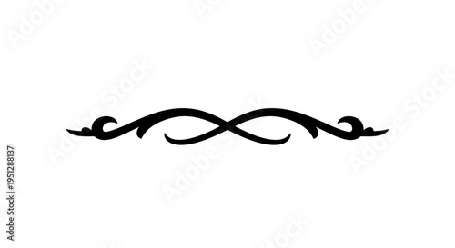 Ornate Black Flourish Divider, Elegant Swirl Design, Decorative Element